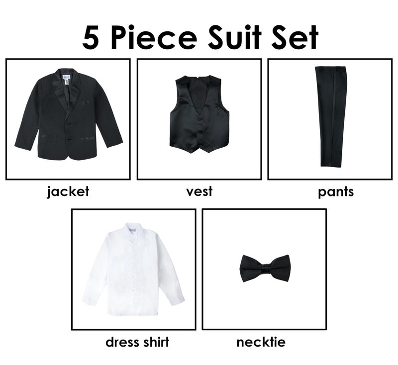 Spring Notion Boys' Classic Fit Tuxedo Set, No Tail 14 Black - Image 4